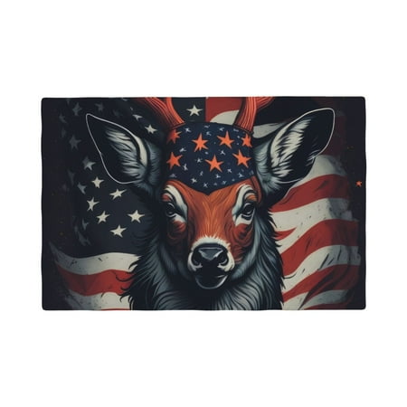 

Table Placemats Set of 4 - Modern USA Deer Head 12x18 In Faux Linen Double Heat Resistant Place Mats Cloth Indoor/Outdoor Placemats Washable Table Mats for Dining Kitchen Party