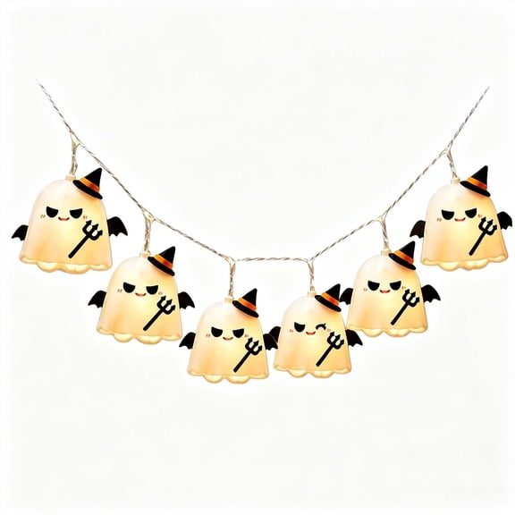 Luoshdecor Halloween Decorations Ghost String Lights, with 6 LED Warm Lights for Fireplace, Porch, Yard, Party Indoor & Outdoor