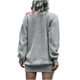 thumbnail image 4 of Women's Crewneck Long Sleeve Mini Sweater Dress Fall Winter Casual Loose Fit Knit Pullover Jumper Sweaters Tops, 4 of 7