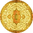 thumbnail image 1 of Ahgly Company Machine Washable Indoor Round Medallion Yellow Traditional Area Rugs, 4' Round, 1 of 4