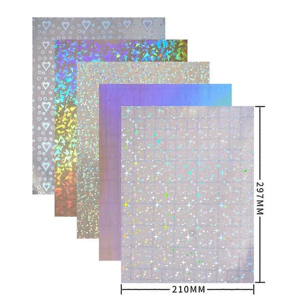 Holographic Sticker Paper Clear A4 Sticker, Paper Self Adhesive Waterproof Transparent Film for Photo Paper Picture