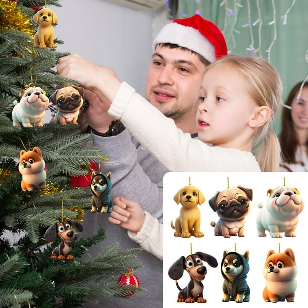 Percha Navideña para Coche con Forma de Perro, Bonita Decoración Acrílica, Diseño Artesanal, Ideal para Coche y Oficina, Vibrante y Divertida, Ideal para Regalar En Navidad, Tamaño 8 X 0,4 Cm.