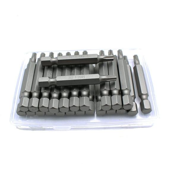 TMAX 25 pc T20H Tamper Proof Security Torx 6 point Screwdriver Impact Ready 2 Inch Length Insert Bits Hex Shank with Quick Release Slot