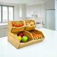 thumbnail image 6 of Acacia Wood Pantry Storage Bins - Wooden Stackable Baskets - Potato and Onion Storage - Fruit Basket for Pantry Organization - Fruit Bowl for Kitchen Counter - Fruit and Vegetable Storage, 6 of 7