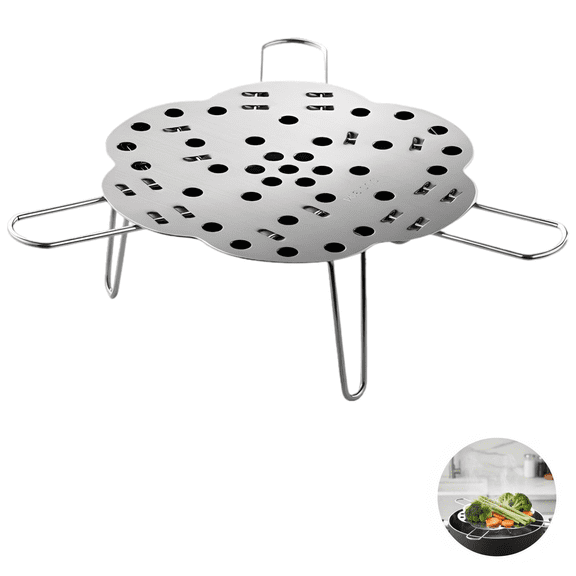 304 Stainless Steel Retractable Steamer Rack, Collapsible Expanding Steam Basket, Multi-functional Trivet for Kitchen Cooking, Vegetable Egg Steaming, 5.9 x 5.9 x 0.8 in