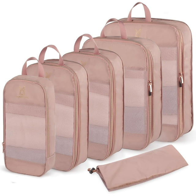 HELIAHOO Expandable Compression Packing Cubes for Suitcases,Lightweight Compressible Travel Packing Organizer for Carry on Suitcase,Organizer Bags Set as Travel Essentials for Women AZ83-19534