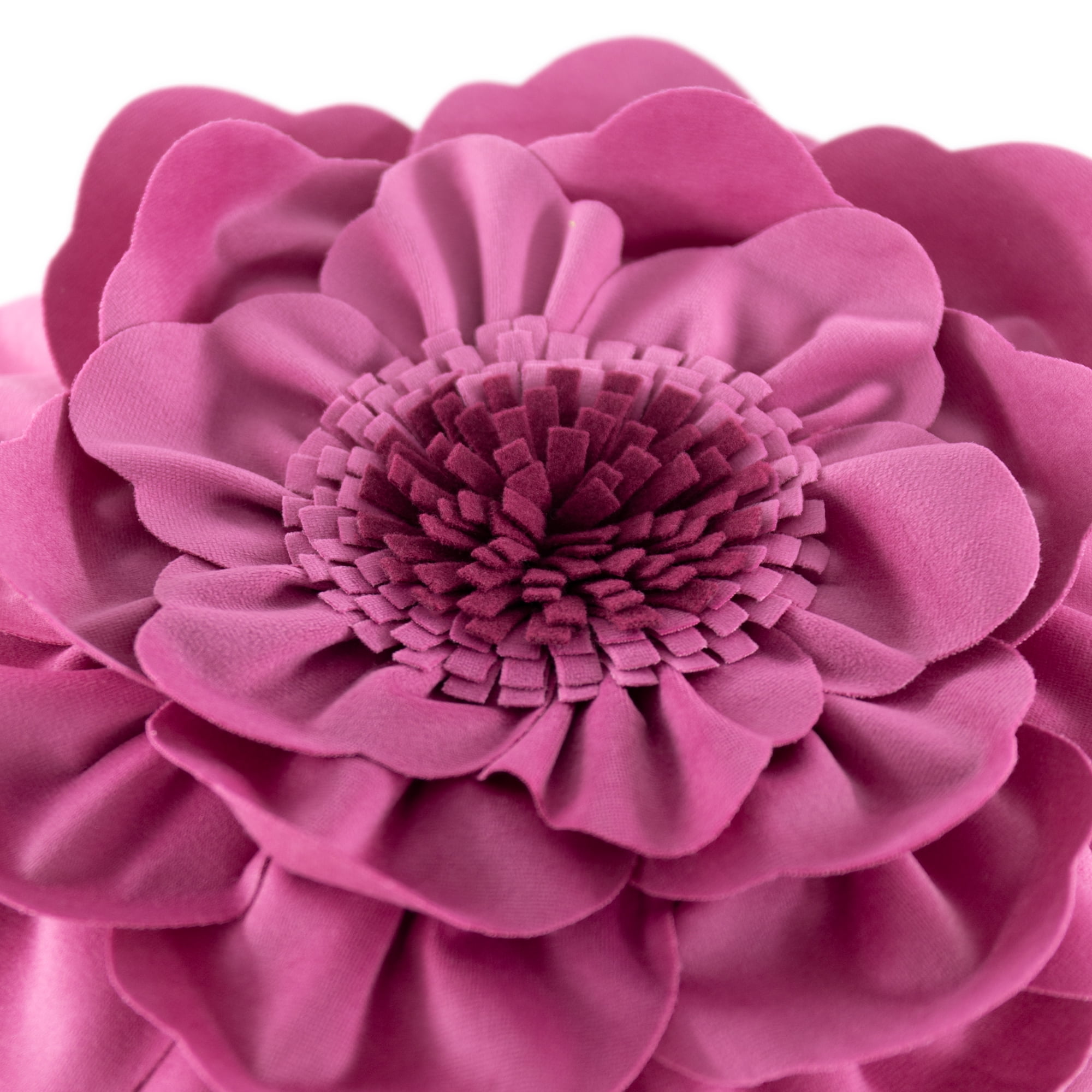 JWH 3D Round Cloud Soft Flower Velvet Throw Pillow No Pilling Decorative Throw Pillow 14inch Hot Pink for Sofa Bed Living Room Decor
