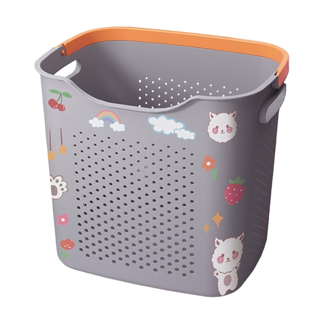 Cesta para la ropa sucia, cesta decorativa con asa, organizador de almacenamiento L y Grey