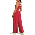 thumbnail image 3 of Conjunto de chándal para mujer ATHLECHIC, con tirantes de espagueti, top corto y pantalones rectos, XL, rojo, 3 of 5