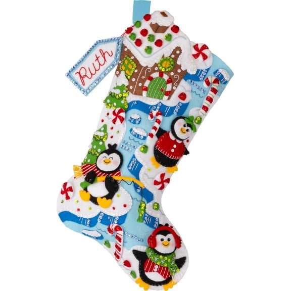 Winter Land Penguins Bucilla Felt Stocking Kit
