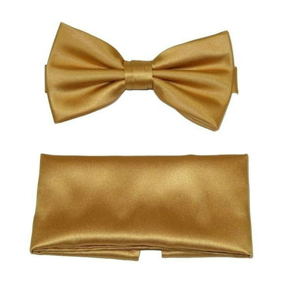 Men's Bow Tie and Hankie by J.Valintin Collection #92492 Solid Satin Gold