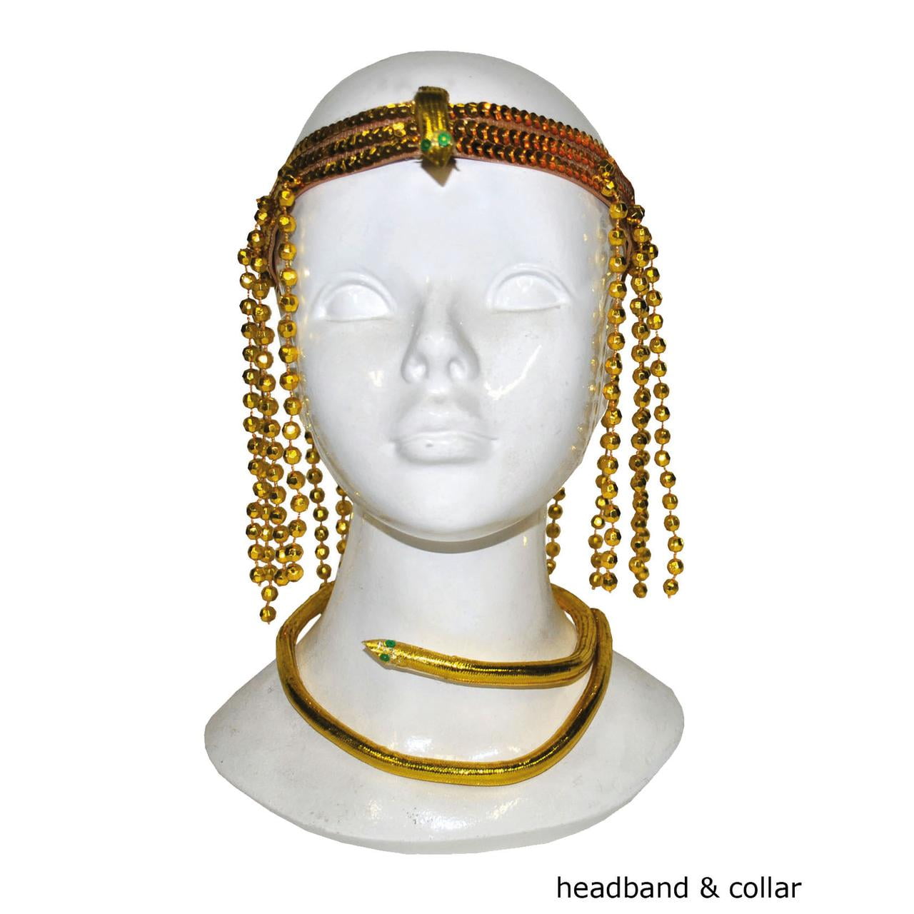 Egyptian Queen Head Piece Necklace 2pc Costume Accessory Set, Gold, OneSize