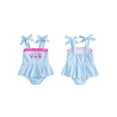 thumbnail image 2 of BemeyourBBs Newborn Baby Girl Ice Cream One Piece Swimsuit Infant Girls Bathing Suit Rash Guard Embroidery Striped Ruffled Trim Tie Shoulder Swimwear Summer Beachwear, 2 of 9