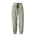 thumbnail image 4 of Zulora Women Stylish Striped High Waist Drawstring Pants Casual Elastic Cuffed Ankle Joggers with Pockets, 4 of 9