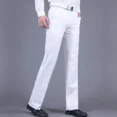 thumbnail image 2 of Pantalones de traje ajustados para hombre, de poliéster trenzado, color blanco, para verano, antiarrugas, ropa de diseño, ropa de trabajo, 2024, 2 of 5