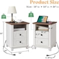 thumbnail image 5 of LUXOAK Nightstand Set of 2 with Charging Station, Farmhouse End Table, USB Ports, Antique White, 5 of 8