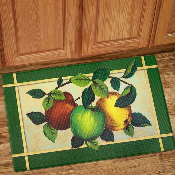 Apple Orchard Printed Anti-Fatigue Kitchen Floor Rug Mat 18" x 30" Green