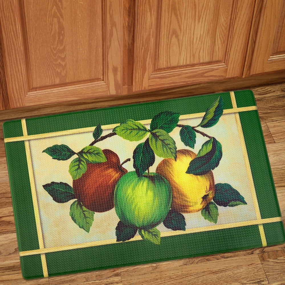 Apple Orchard Printed AntiFatigue Kitchen Floor Rug Mat 18" x 30" Green
