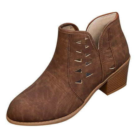 GHSOHS Cowboy Boots for Women Comfort Boots Ankle Boots Shoes Knee High Cowboy Boots Low Ankle Trim Round Toe Leather Boots Casual Ladies Shoes Leisure Western Cowgirl Boots Rain Boots Size 41