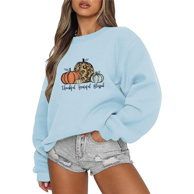 Wolfast Hauts à Manches Longues pour Femmes Mode Décontractée Femmes Chandail en Molleton Imprimé Col Rond Manches Longues Blouse