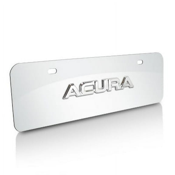 Acura 3D Nameplate on Half-Size Chrome Stainless Steel License Plate