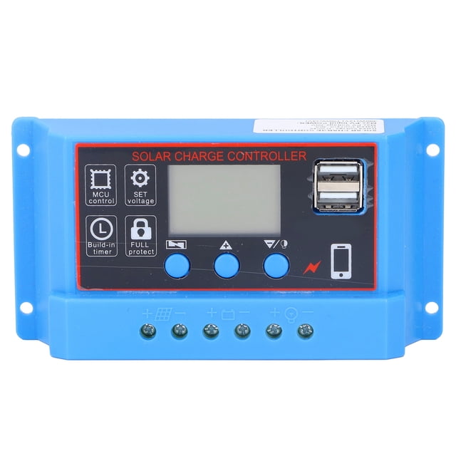 Controlador de carga de panel solar con pantalla LCD, regulador de carga fotovoltaica PWM de 12 V, 24 V y 30 A.