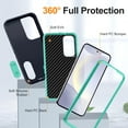 thumbnail image 3 of SaniMore for Samsung Galaxy S24 Hybird Case, [Tempered Glass Screen Protector] Rugged PC Back Shockproof TPU Shell Hidden Kickstand Drop Resistant Anti-slip Heavy Duty Protective Cover, Darkvblue/Cyan, 3 of 9
