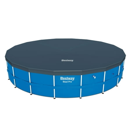 Bestway 18' Round PVC Above Ground Pool Debris Cover for Steel Pro Frame (Best Pool Covers For Above Ground Pools)