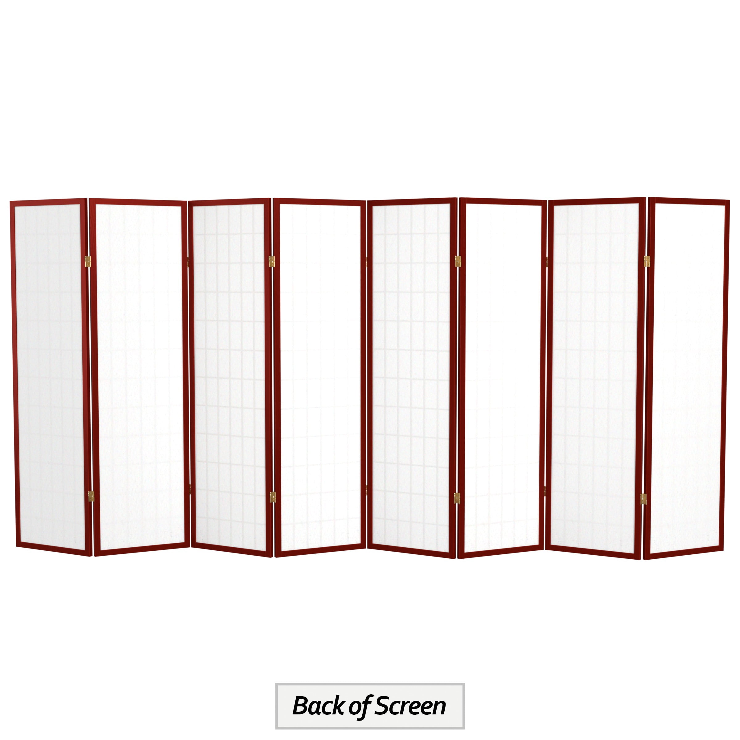 Red Lantern 5 ft. Tall Window Pane Shoji Screen - Rosewood - 8 Panels