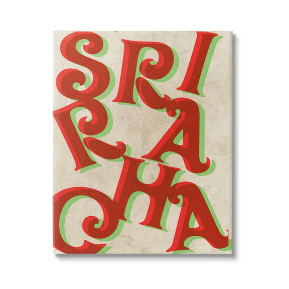 Stupell Industries Sriracha Hot Sauce Text Letters Layered Shadows Graphic Art Gallery Wrapped Canvas Print Wall Art, Design by Daphne Polselli
