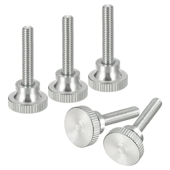 M5x25mm Knurled Thumb Screws, 5 Pack 304 Stainless Steel Flat Knurled Thumb Screws