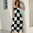 thumbnail image 6 of Black and White Checkerboard Sleeveless Dress elegant chic women dresses promotion women's evening dresses, 6 of 6