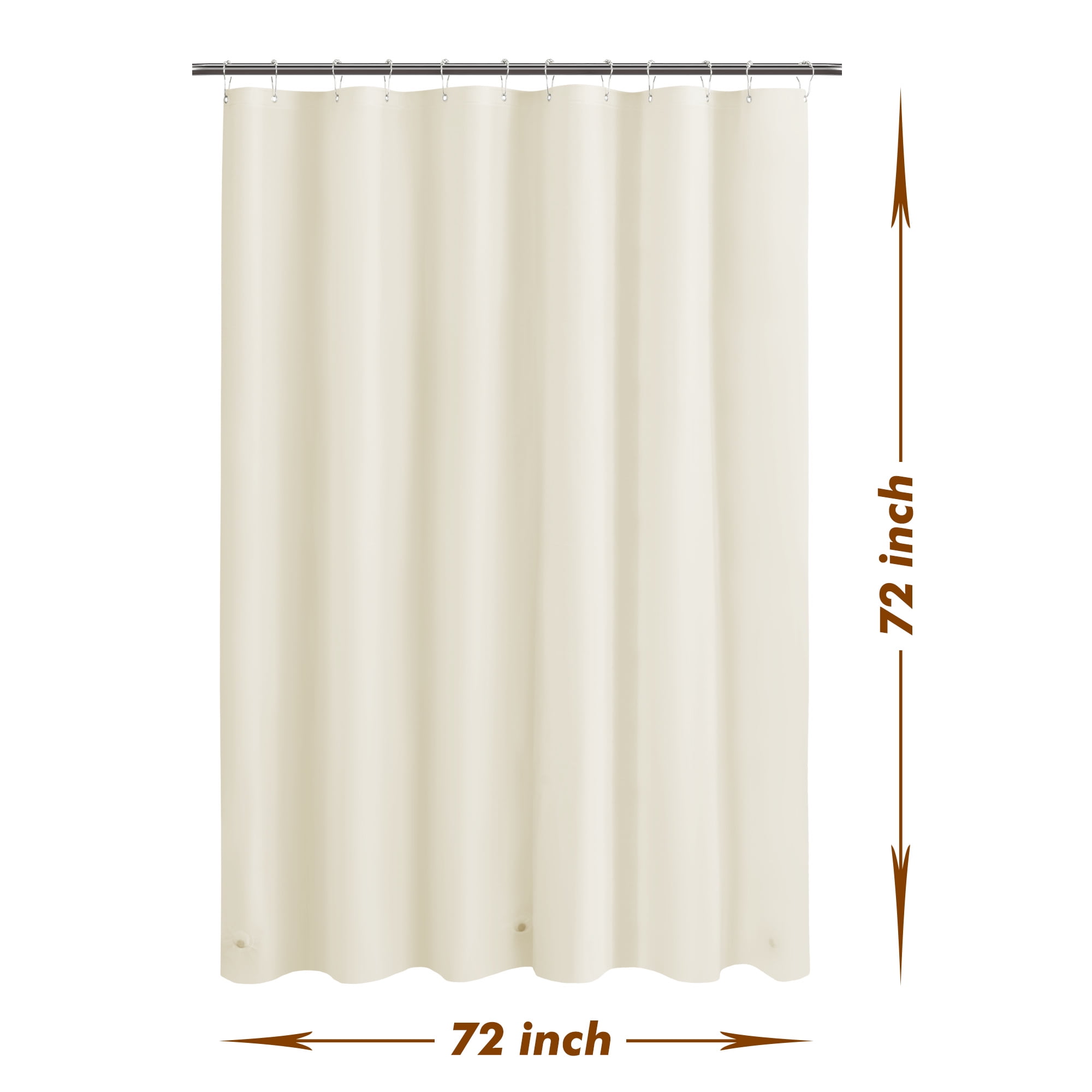 Mrs Awesome Waterproof Lightweight PEVA Shower Curtain Liner, Beige with Magnets -72" x 72"