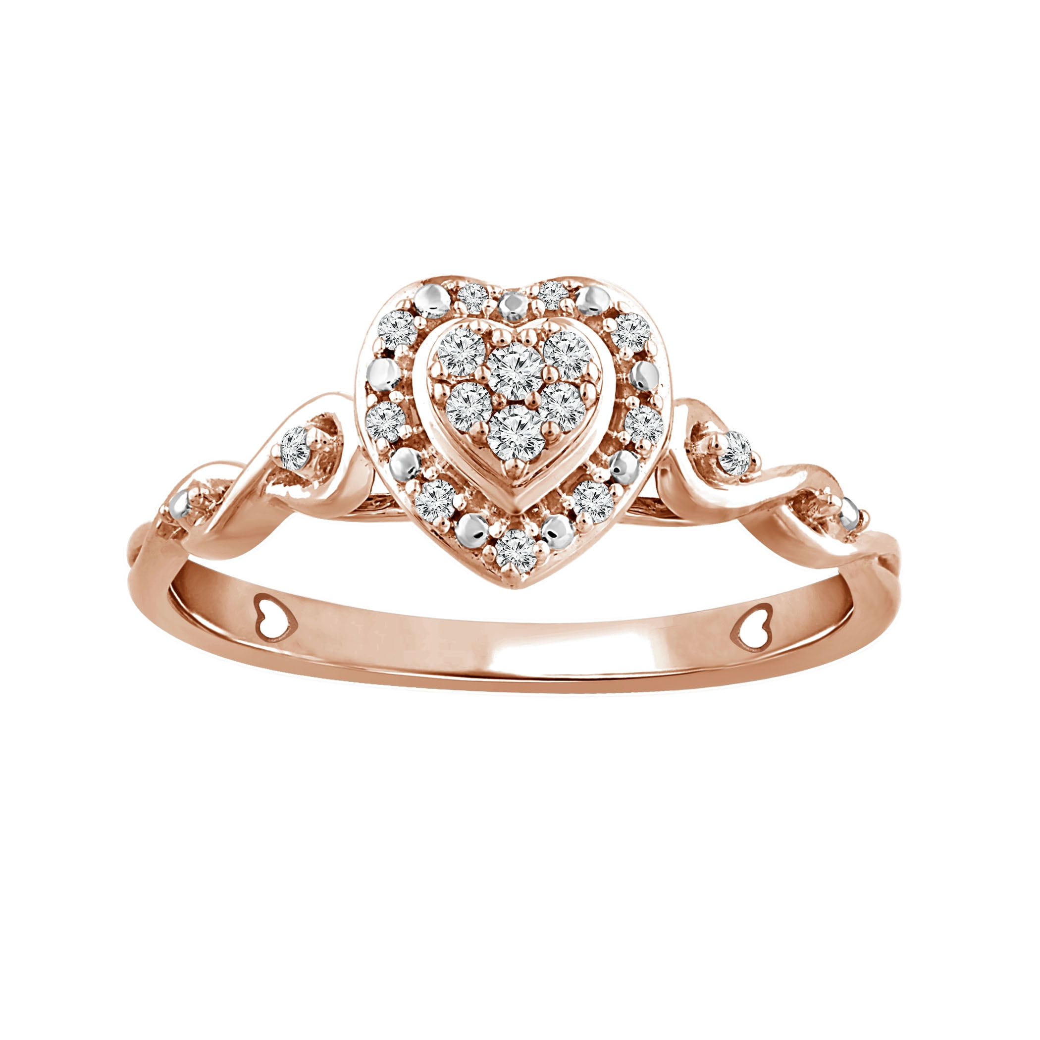 1/10 cttw, 3 Diamond Promise Ring in 10K White Gold Size-10.75 G-H,I2-I3