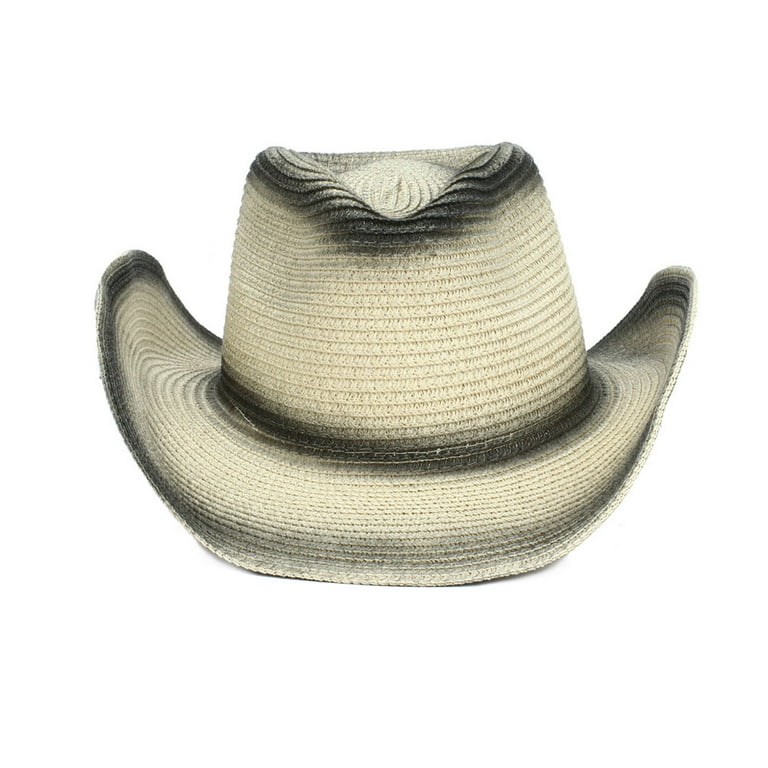 Pmuybhf adult Straw Bucket Sun Hats for Women July 4 Men Women Cowboy Straw Hat England Jazz Big Eaves Mountaineering Ingot Hat Straw Gradient Hat