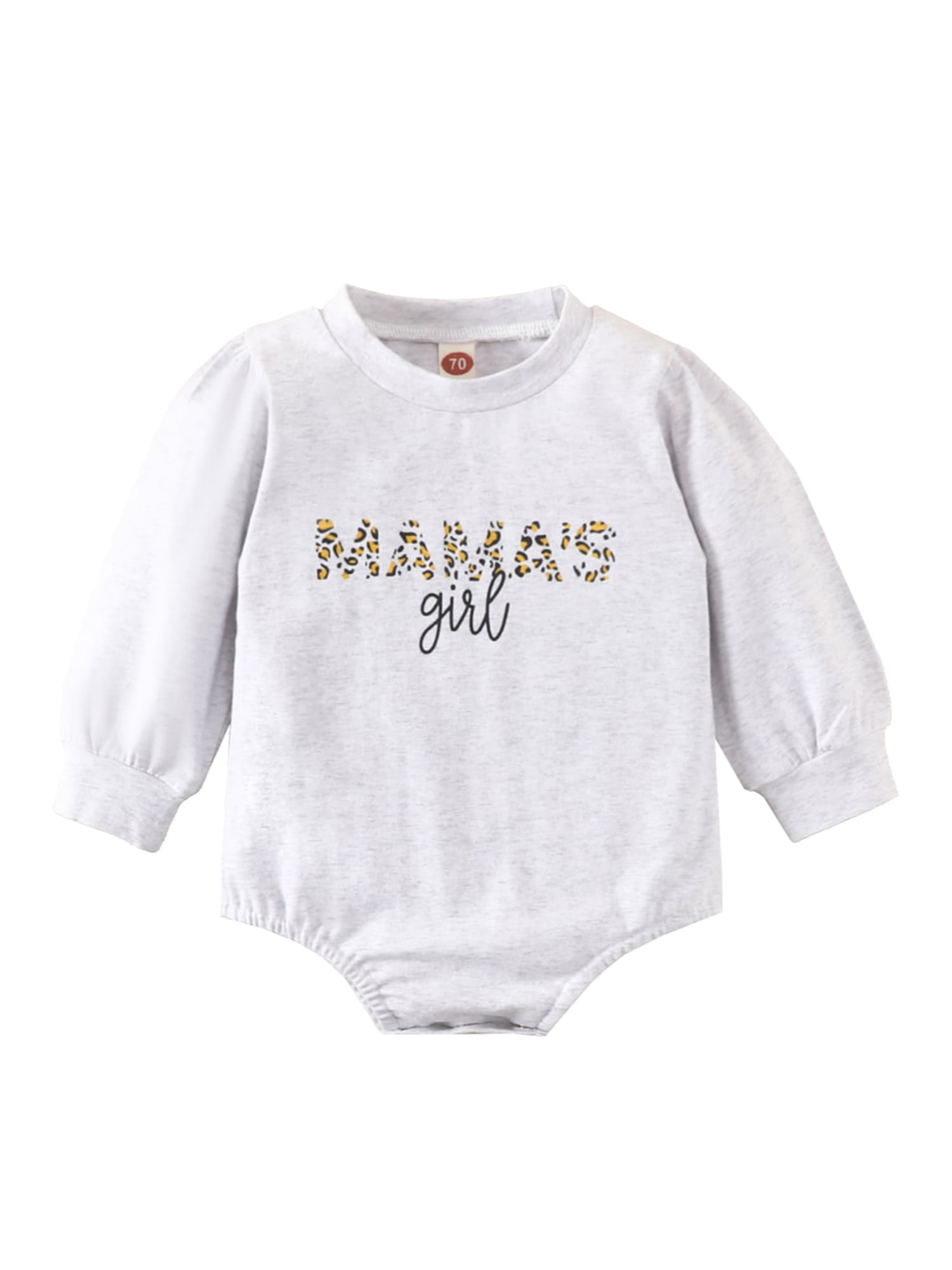 Fall Baby Girl Clothes Newborn Infant Puff Sleeve Sweatshirt Romper Leopard Letter Print Sweater Pullover Top