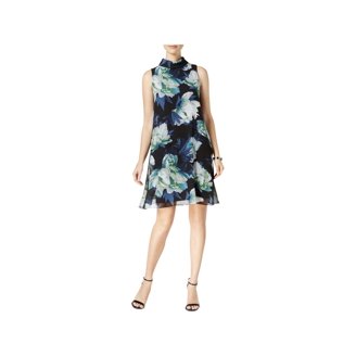 Rachel Roy Women's September Sweater Dress - Blue Striped, Viscose/Nylon Blend, Sleeveless, Crew Neck, Size Large