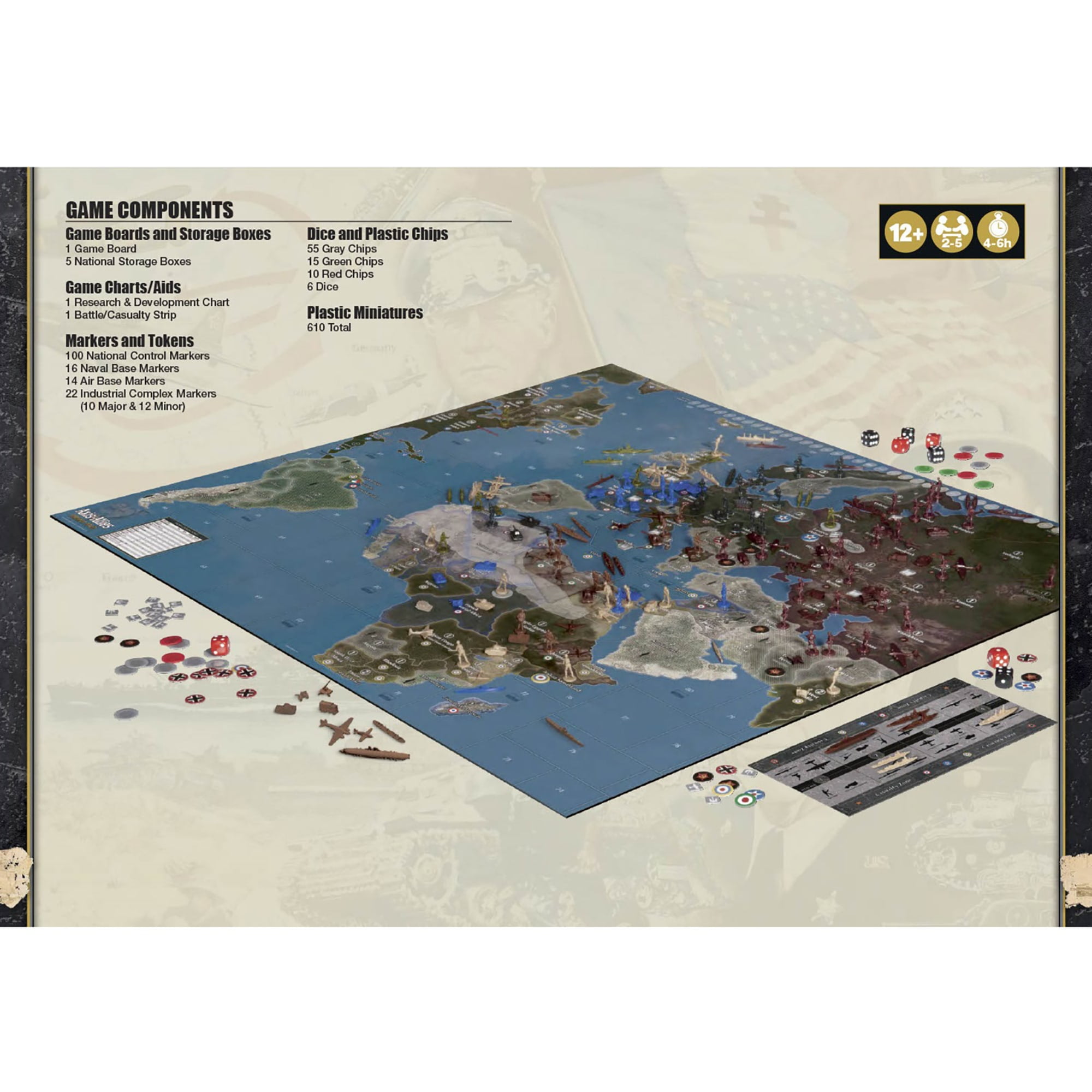 Axis & Allies: 1940 Europe Second Edition -WWII War Miniatures Strategy Board Game, Renegade, Age 12+, 2-5 Players, 6Hr