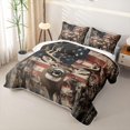 thumbnail image 3 of Castle Fairy Animal Deer Quilt King for Teens,Rustic American Flag King Coverlet Set,Red Blue Brown, 3 of 7