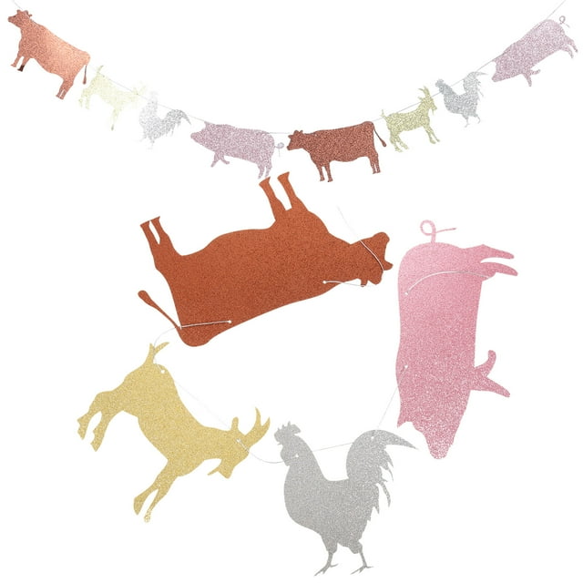 KAKOWELY Pancarta de animales de granja, decoración colgante para fiesta de cumpleaños de granja, suministros para fiesta temática de granja
