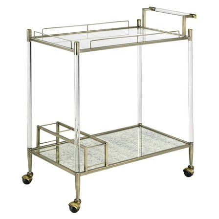 ACME Cirro Serving Cart in Antique Mirror and Wire Brass