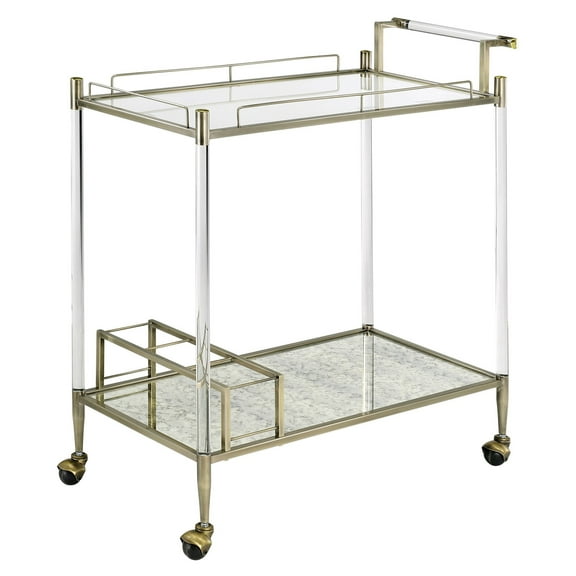 ACME Cirro Serving Cart in Antique Mirror and Wire Brass