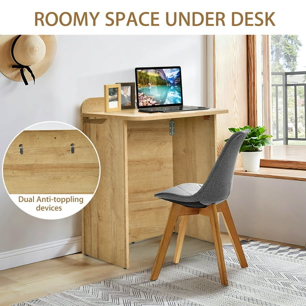 Costway Folding Computer Desk Space Saving Laptop Table Workstation w Handle Walmart
