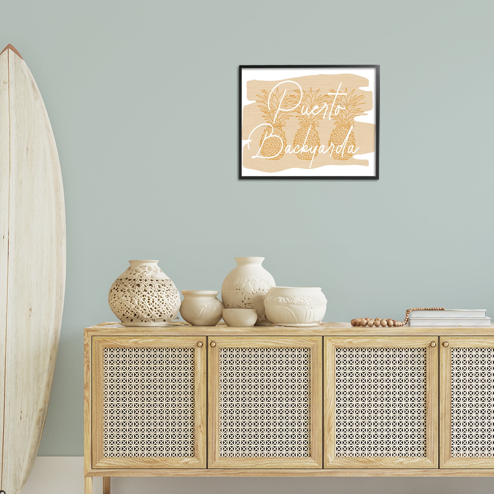 Stupell Industries Puerto Backyarda Phrase Food & Beverage Painting Black Framed Art Print Wall Art, 20 x 16