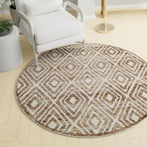 Unique Loom Hermitage Collection Area Rug - Loggias (10' 8" Round Chocolate Brown/Black)