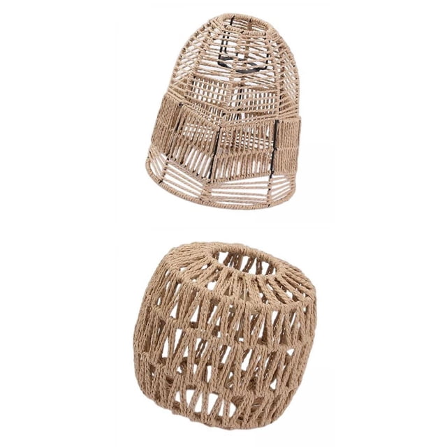 2pcs Boho Pendant Lamp Shades Wicker Bedroom Kitchen Light Covers Lampshades Colco none