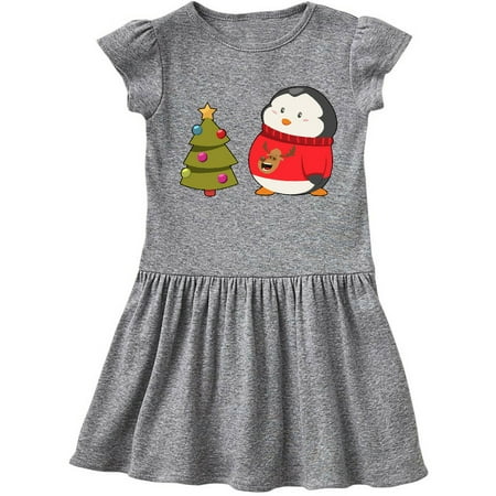

Inktastic Penguin Ugly Christmas Sweater Gift Toddler Girl Dress