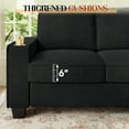 thumbnail image 4 of Muumblus 83.5" Living Room Sofa with Cup Holders, Cozy Plush Upholstered Couch, Corduroy Sofa 3-Seater, Black, 4 of 12
