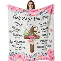 Christian Gifts for Women Faith, Religious Gifts for Women, Birthday Gifts for Christians Blanket, Spiritual Gifts for Women, Best Christian Inspirational Gift Throw Blanket 60"X50"(Pink)