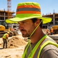 thumbnail image 5 of Eqslft Unisex High Visibility Reflective Bucket Hat, Breathable Neon Mesh Wide Brim Work Safety Boonie Hat,Work Safety Mesh Cooling Cap, 5 of 8
